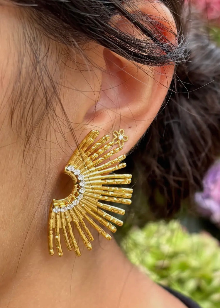 NYLA | 18ct gold plated cubic zirconia fan earrings