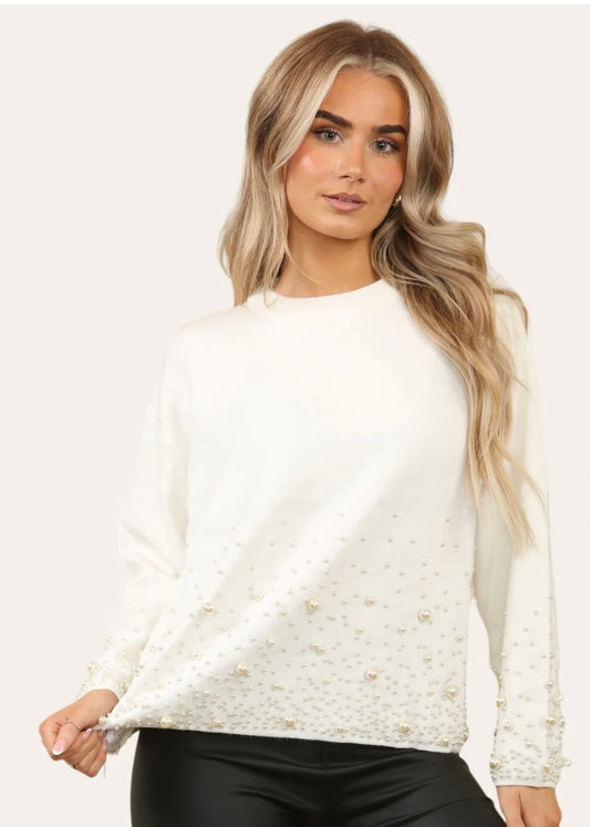 VICTORIA |  embellished pearl detail jumper