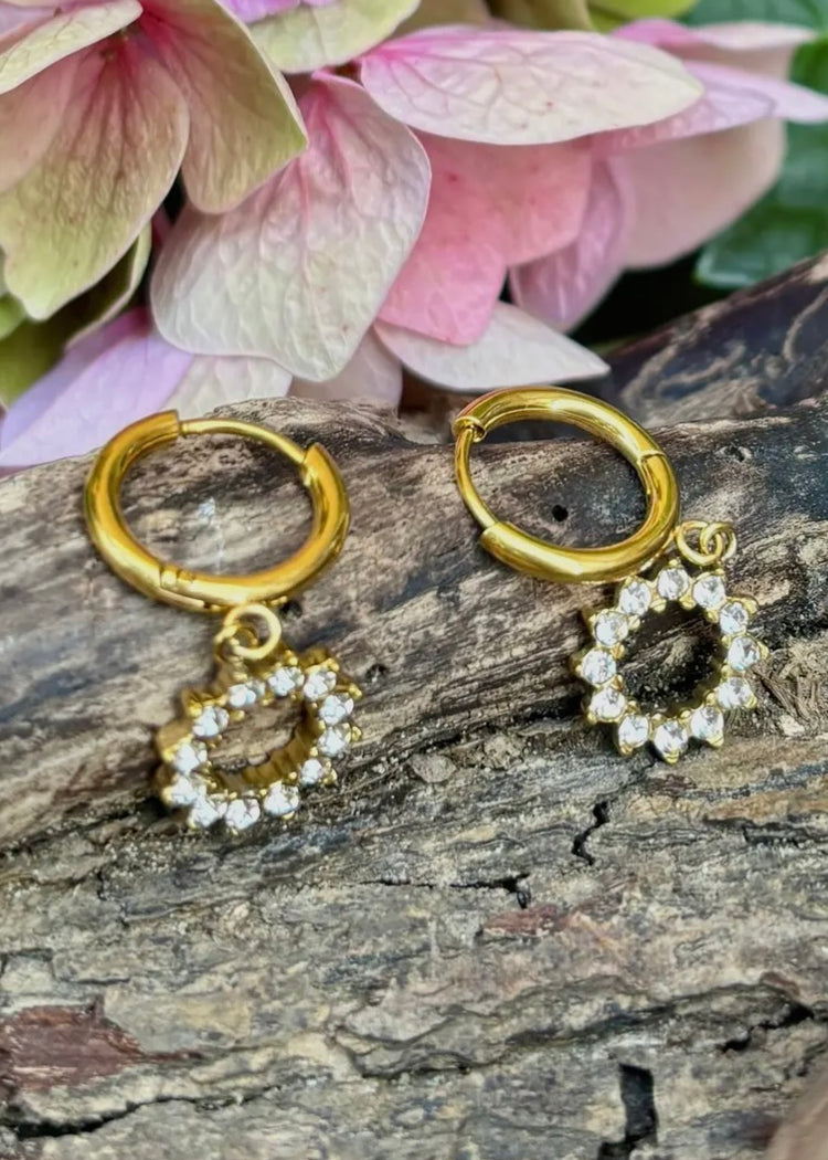 GRACIE | 18ct gold plated cubic zirconia circle huggie earrings