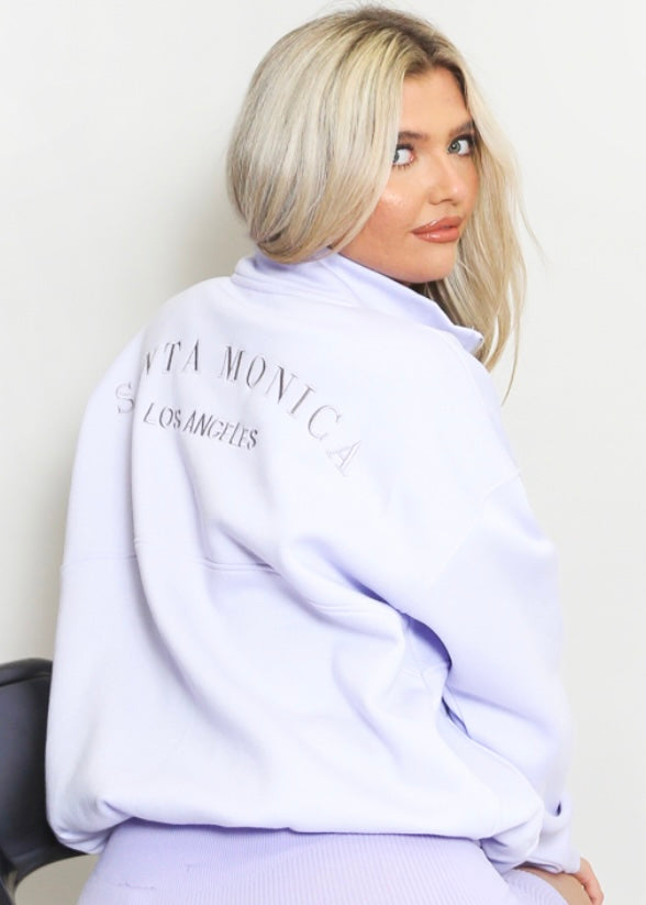 LANEY | lilac Santa Monica half zip sweatshirt