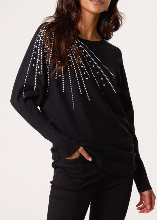 LEAH | black diamanté embellished jumper