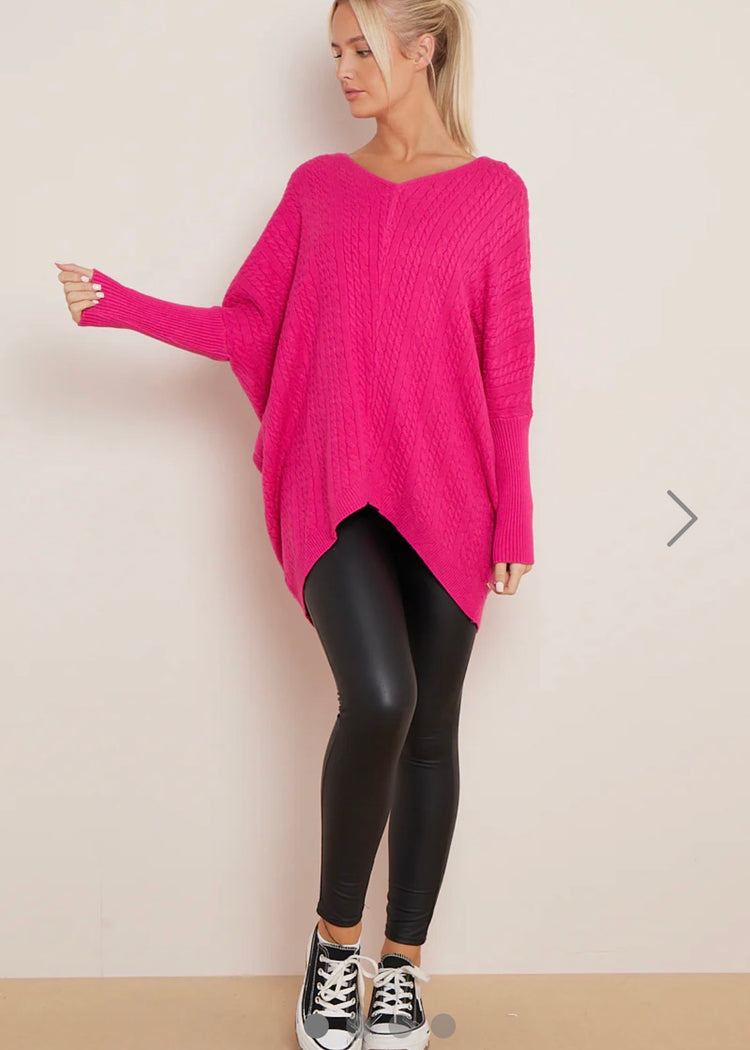 AUBREY |  fuchsia pink cable detailed jumper