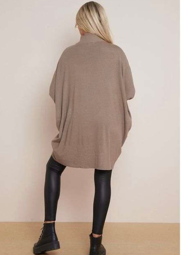 AMELIA |  mocha high neck pearl detail jumper