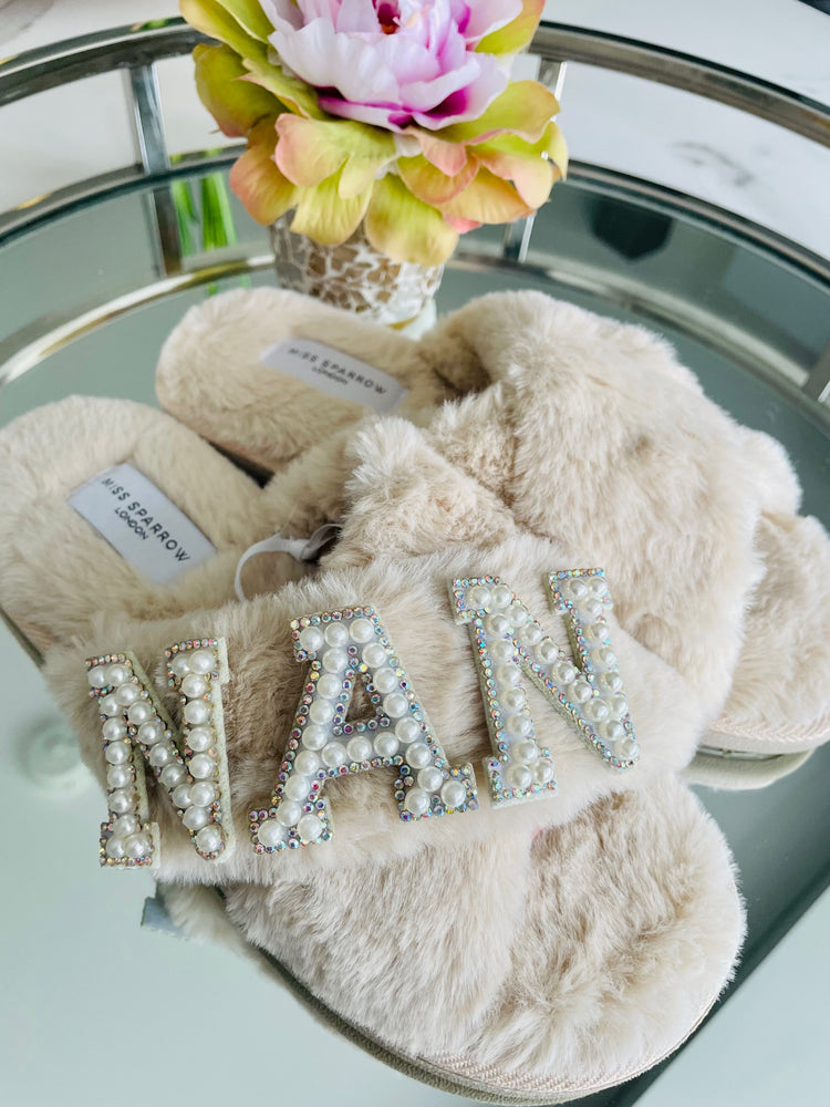 MOTHER'S DAY | Customised faux fur cross over slippers